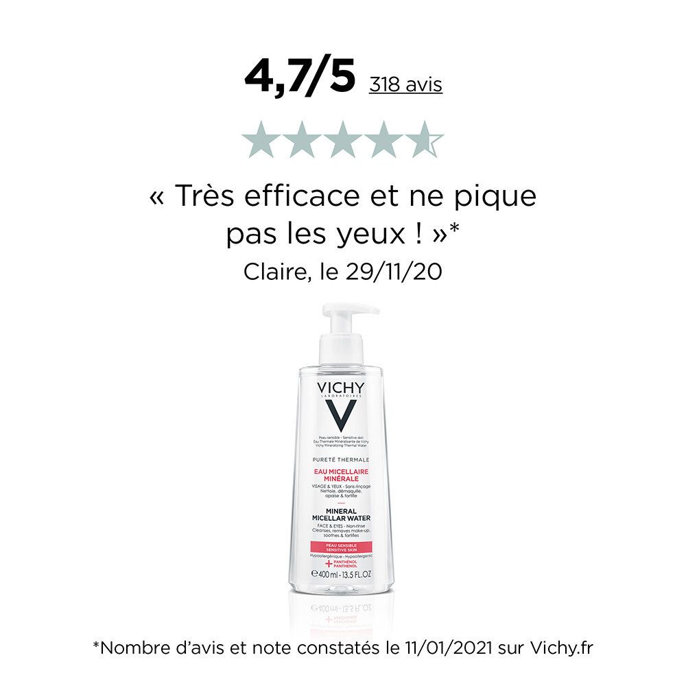 VICHY Pureté Thermale Eau Micellaire Minérale Peau Sensible