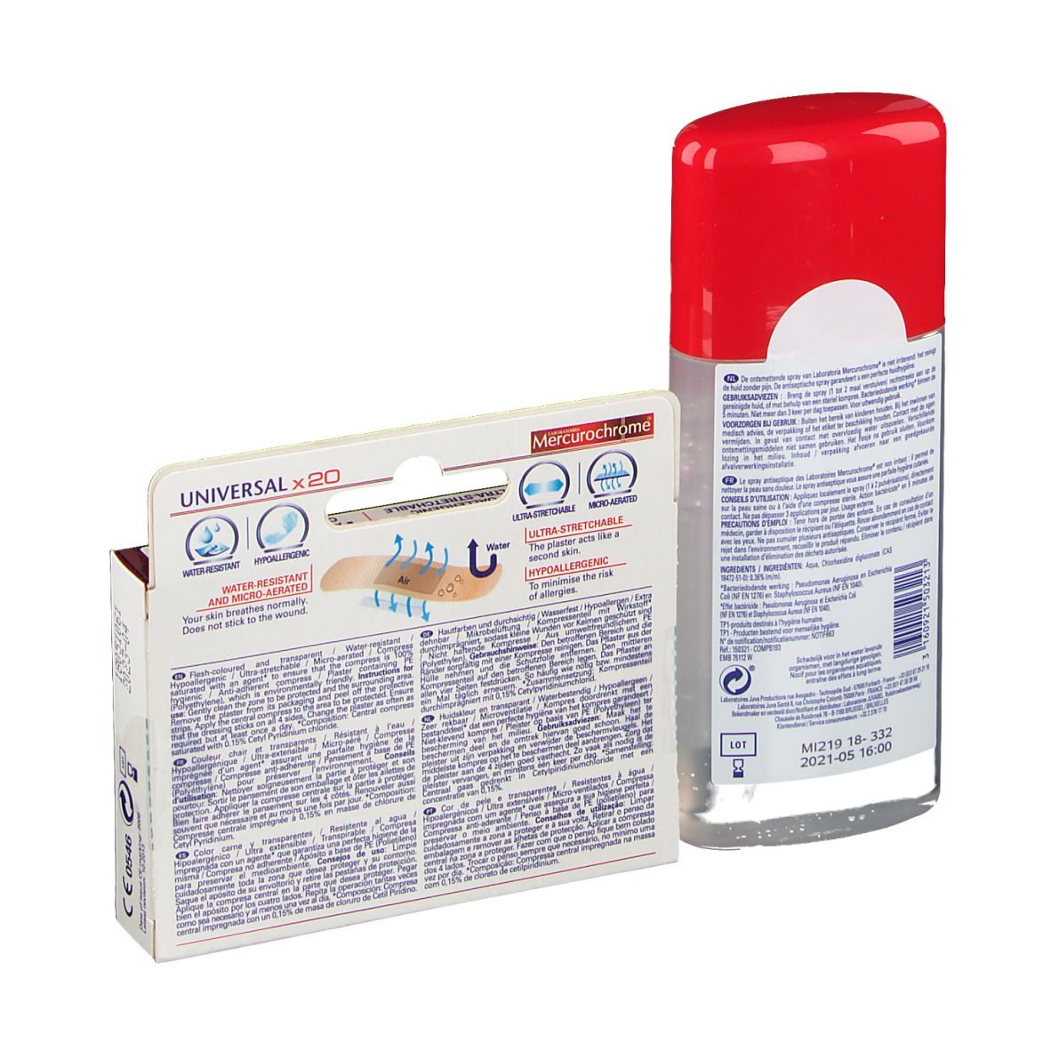 Mercurochrome® Spray Antiseptique + Universal Pansements Premium Protection
