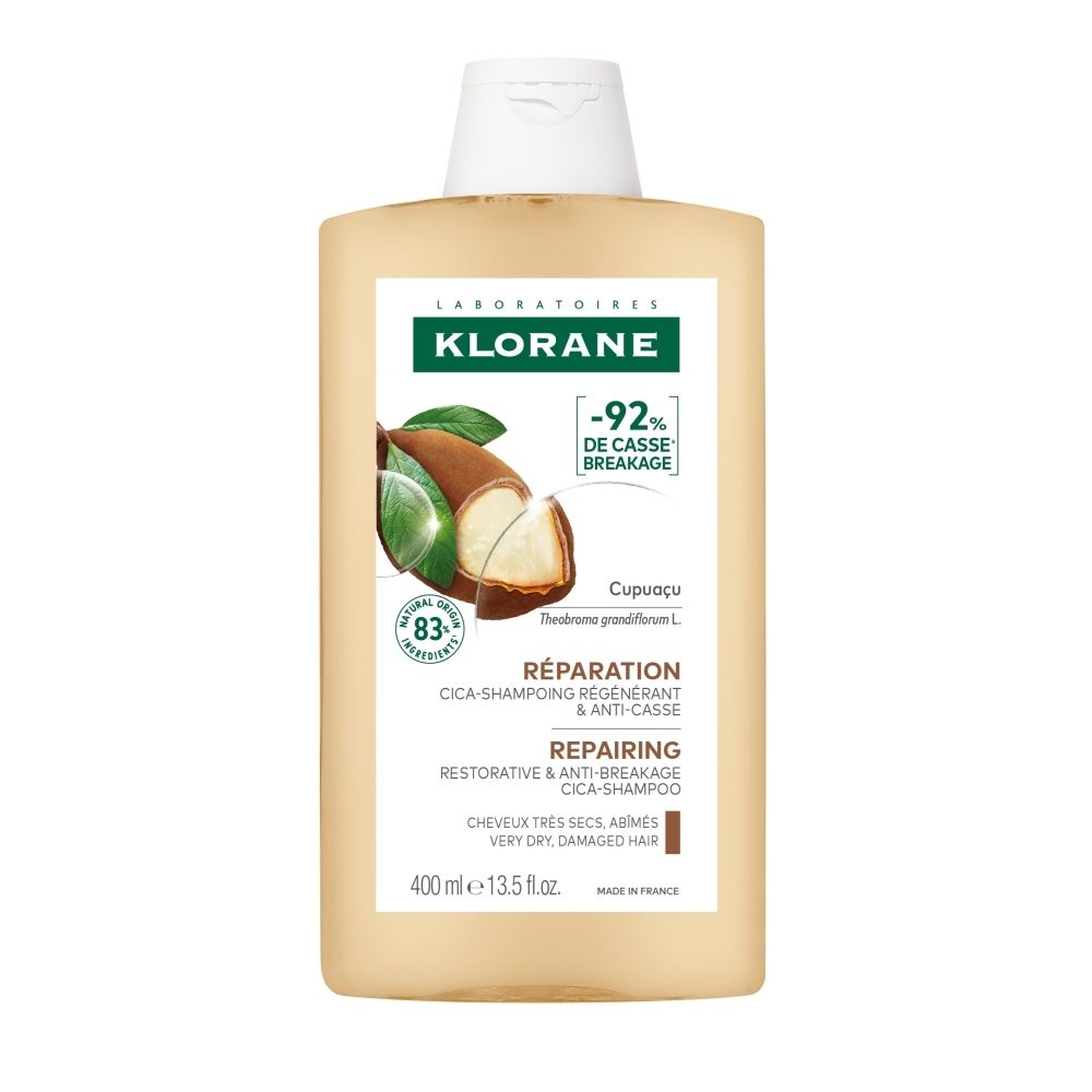 Shampooing Klorane au beurre de Cupuacu pour cheveux très secs et abîmés.