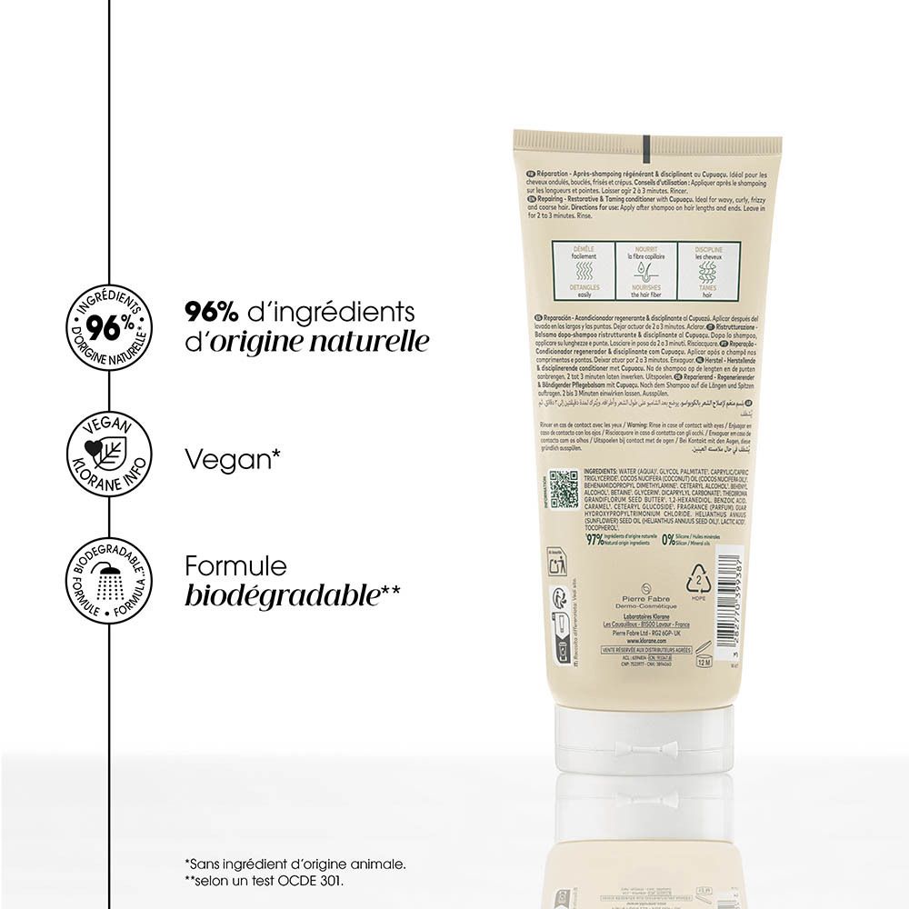 Tube Klorane Après-shampoing avec fruit et feuilles de Cupuaçu. 200ml.