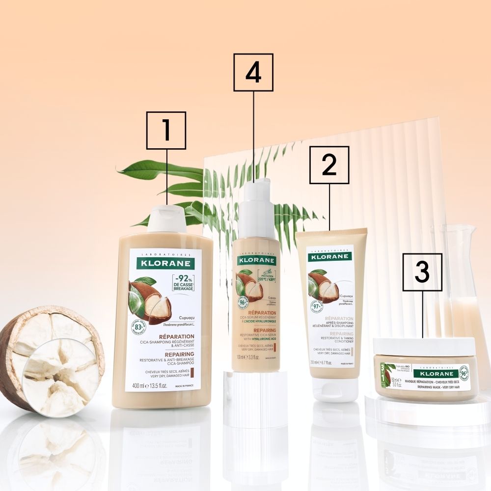 Klorane après-shampoing à la pulpe de Cupuaçu bio pour cheveux très secs.