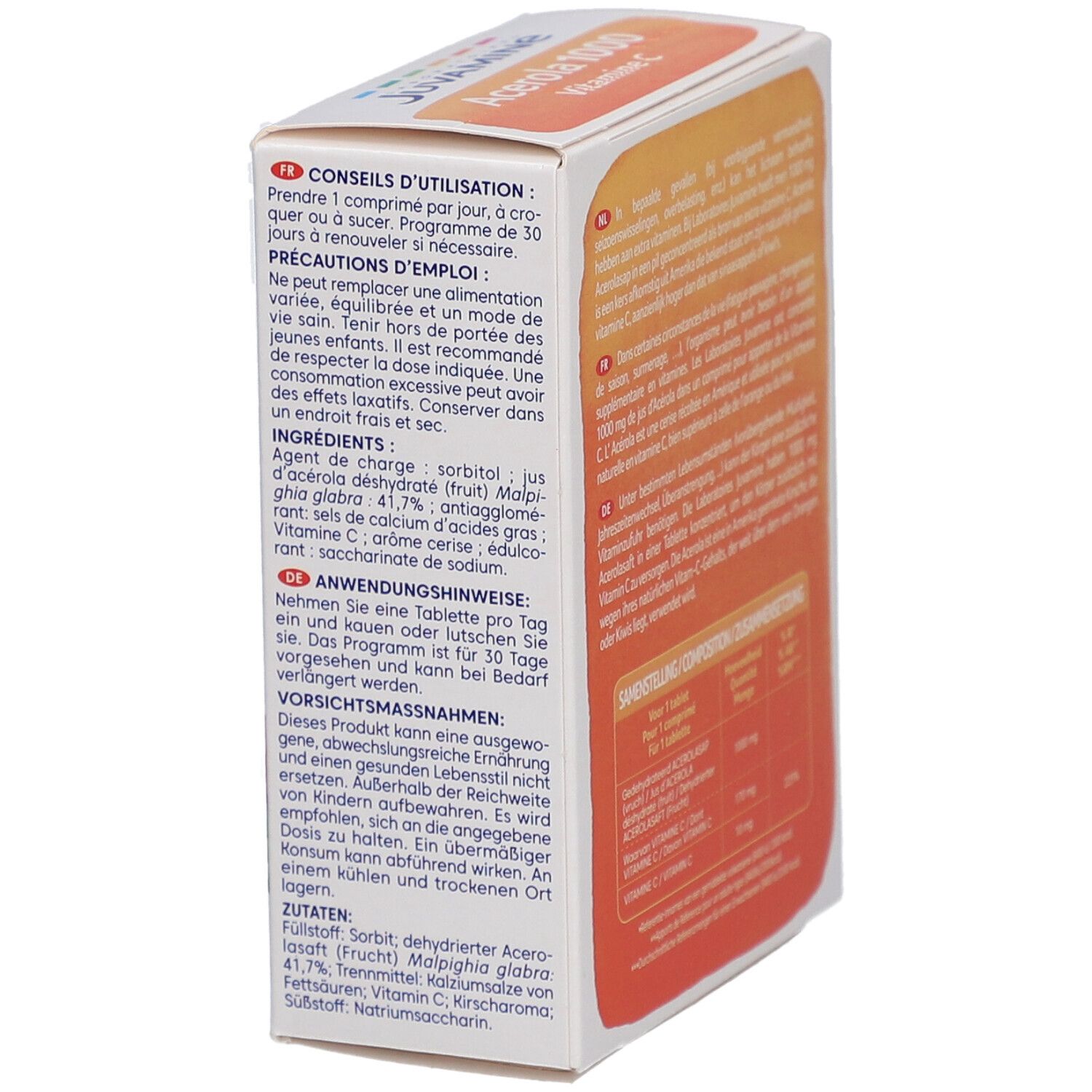 JUVAMINE Acérola 1000 Vitamine C Goût cerise