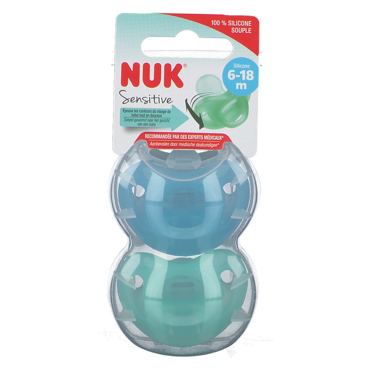 NUK Sucette Sensitive Garçon 6-18 Mois ​ (Couleur non sélectionnable)