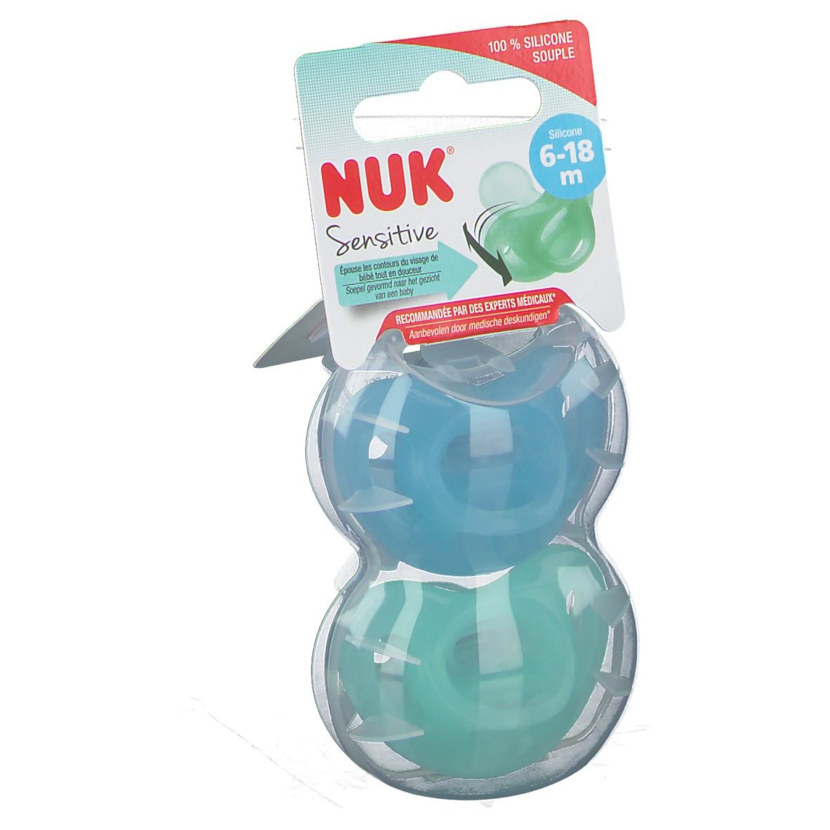 NUK Sucette Sensitive Garçon 6-18 Mois ​ (Couleur non sélectionnable)