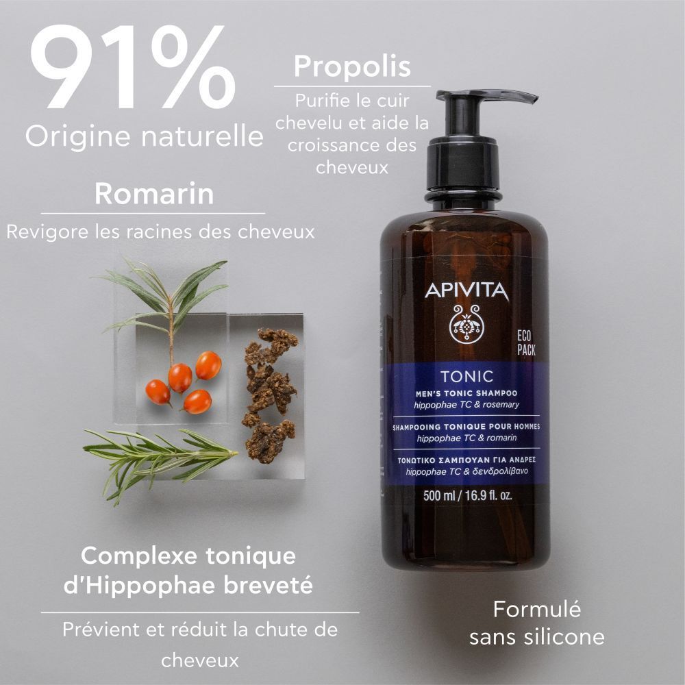 Apivita Tonic Shampooing Tonique Homme Hippophae TC & Romarin