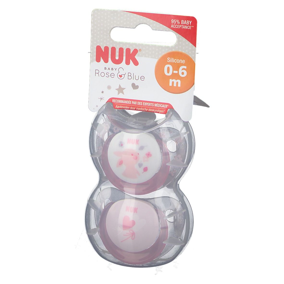 NUK Sucette perfectionnée Baby Rose & Blue​ - Rose 0-6 Mois​ (Couleur non sélectionnable)