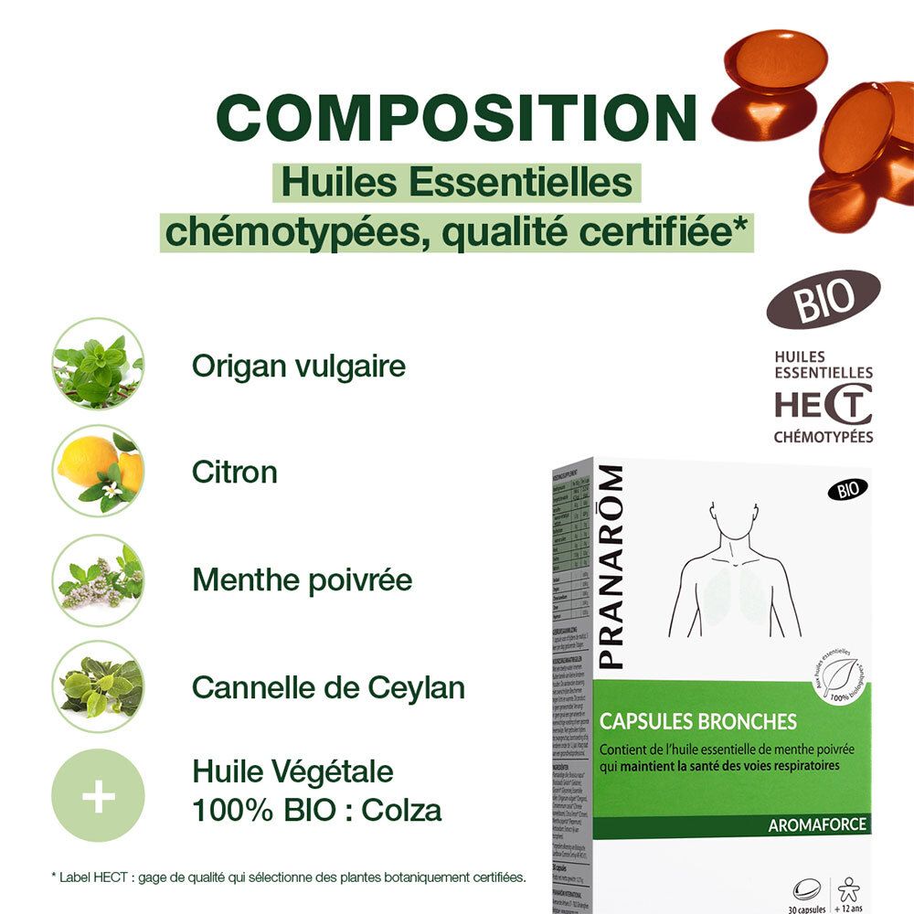 Composition : huiles essentielles chémotypées, qualité certifiée. Origan, citron, menthe poivrée, cannelle, huile végétale.