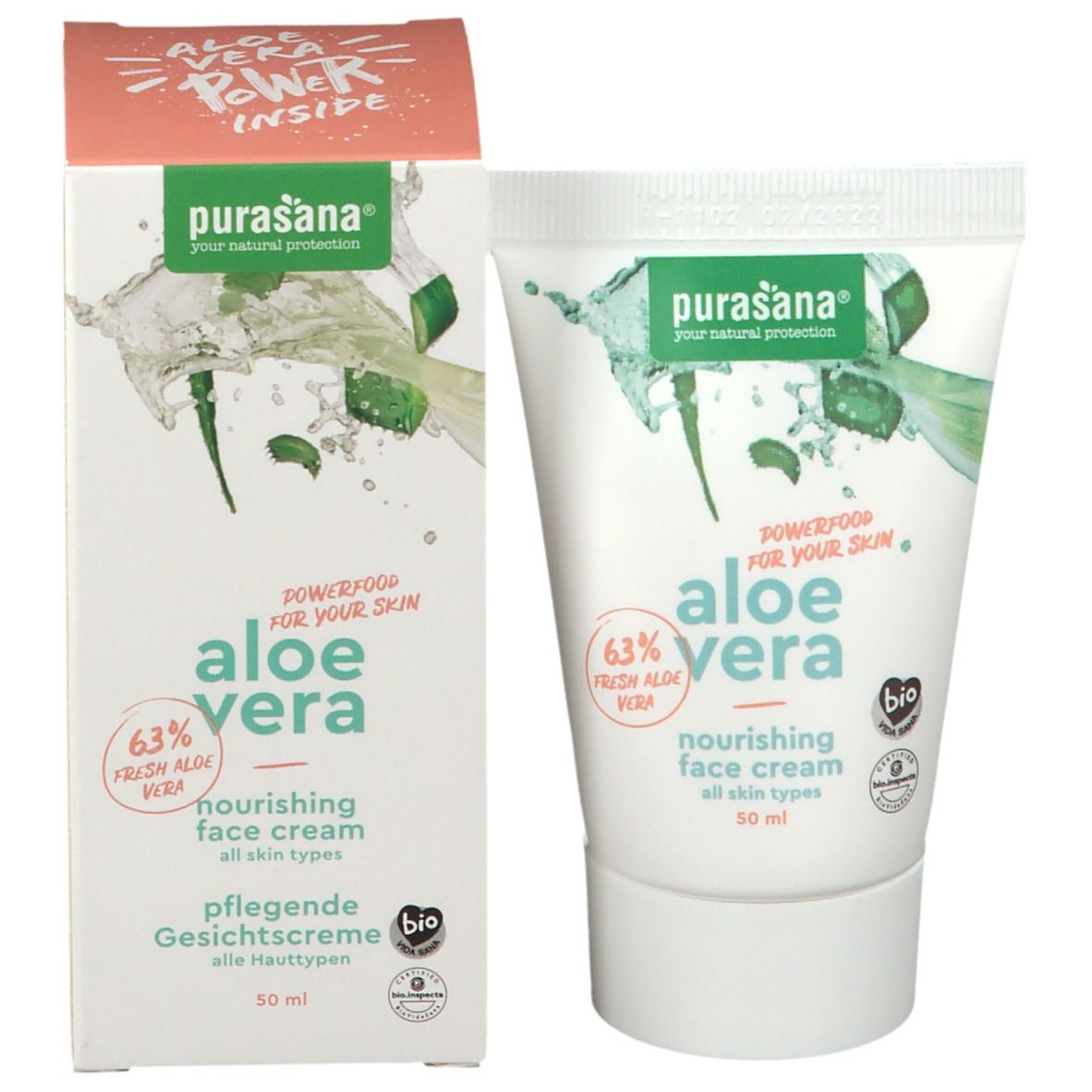 Purasana® Aloe Vera Crème Visage Nourrissante Bio