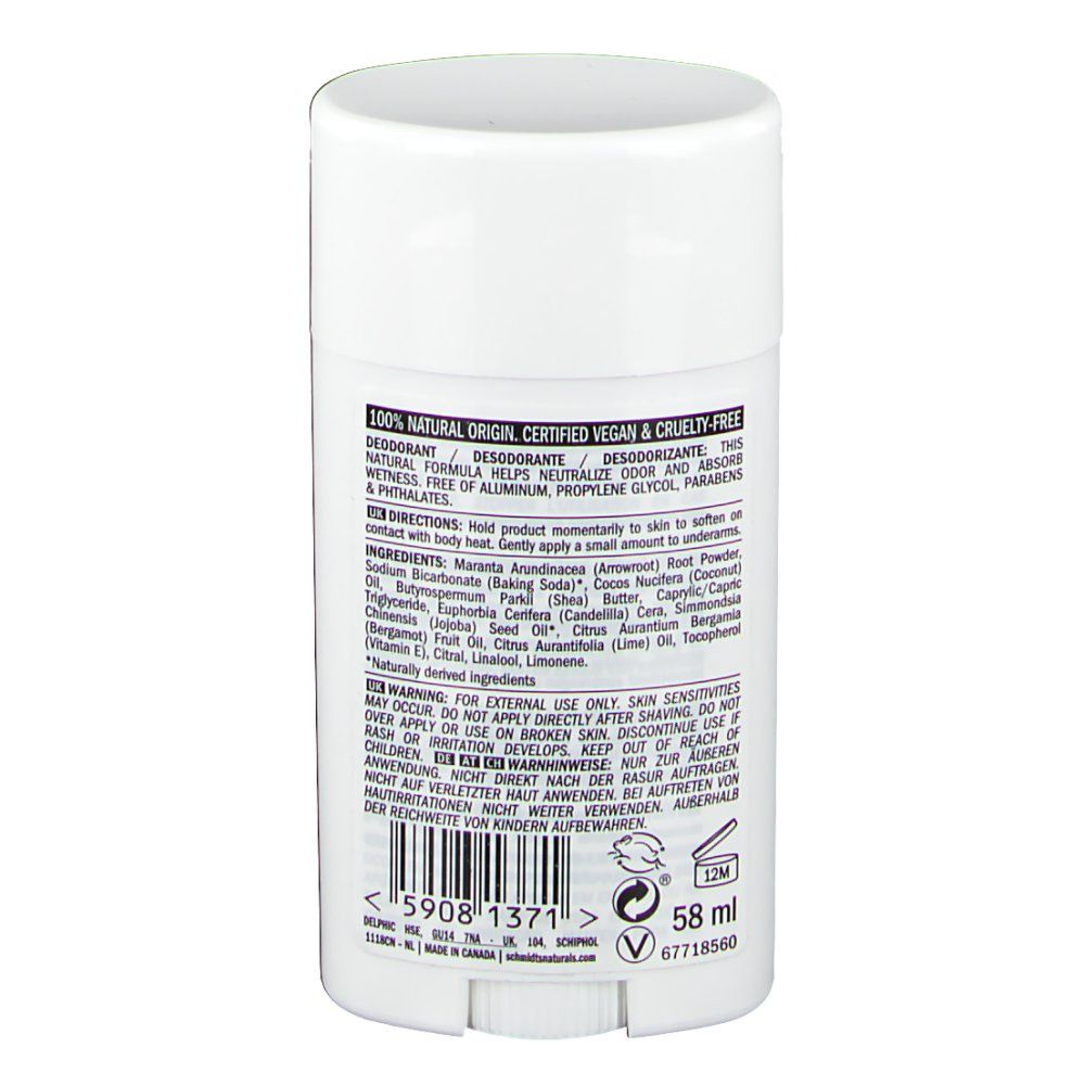 Schmidt's® Deodorant Stick Bergamot - Lime