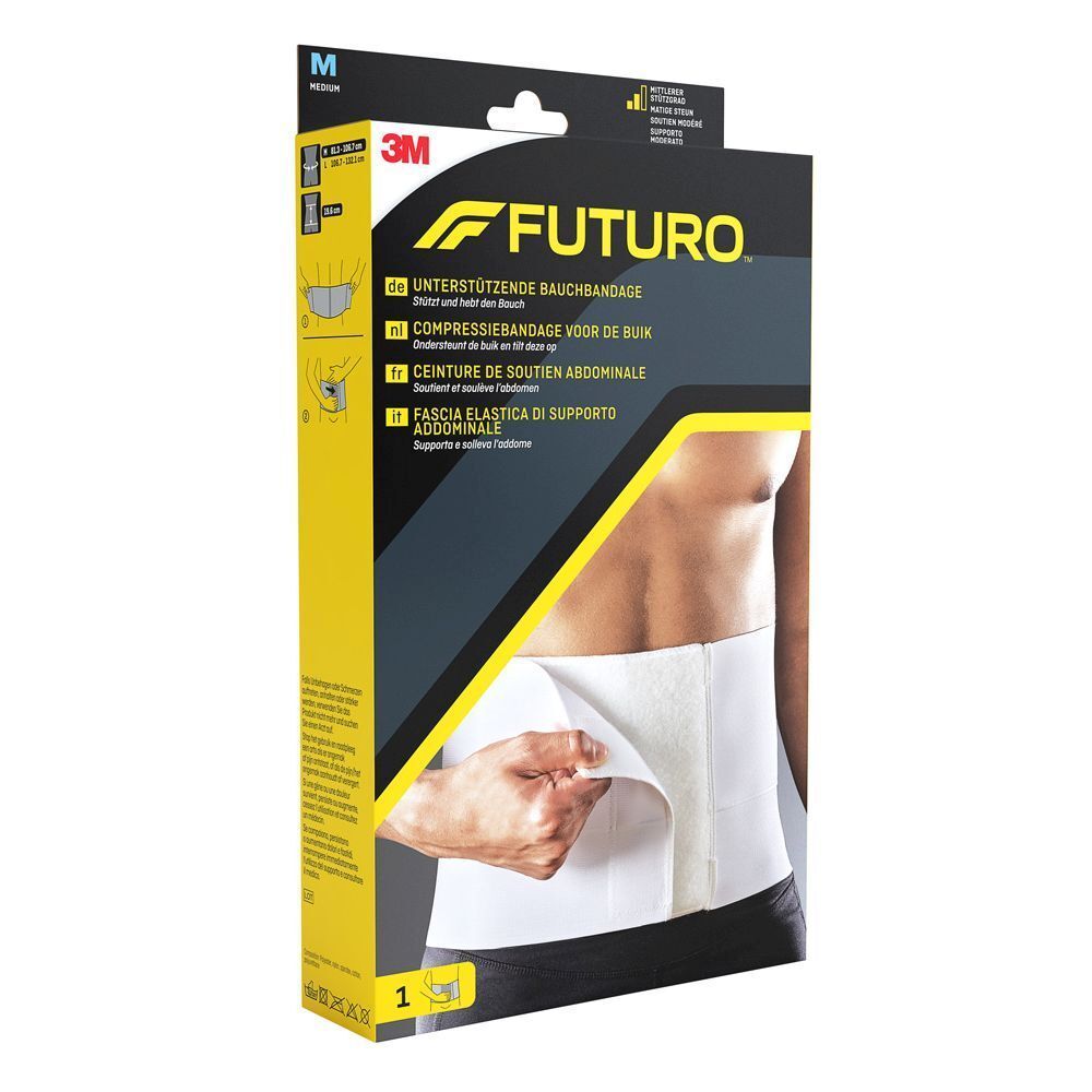 Dos de la ceinture abdominale. Design anatomique, fermeture velcro. Image et description du produit.