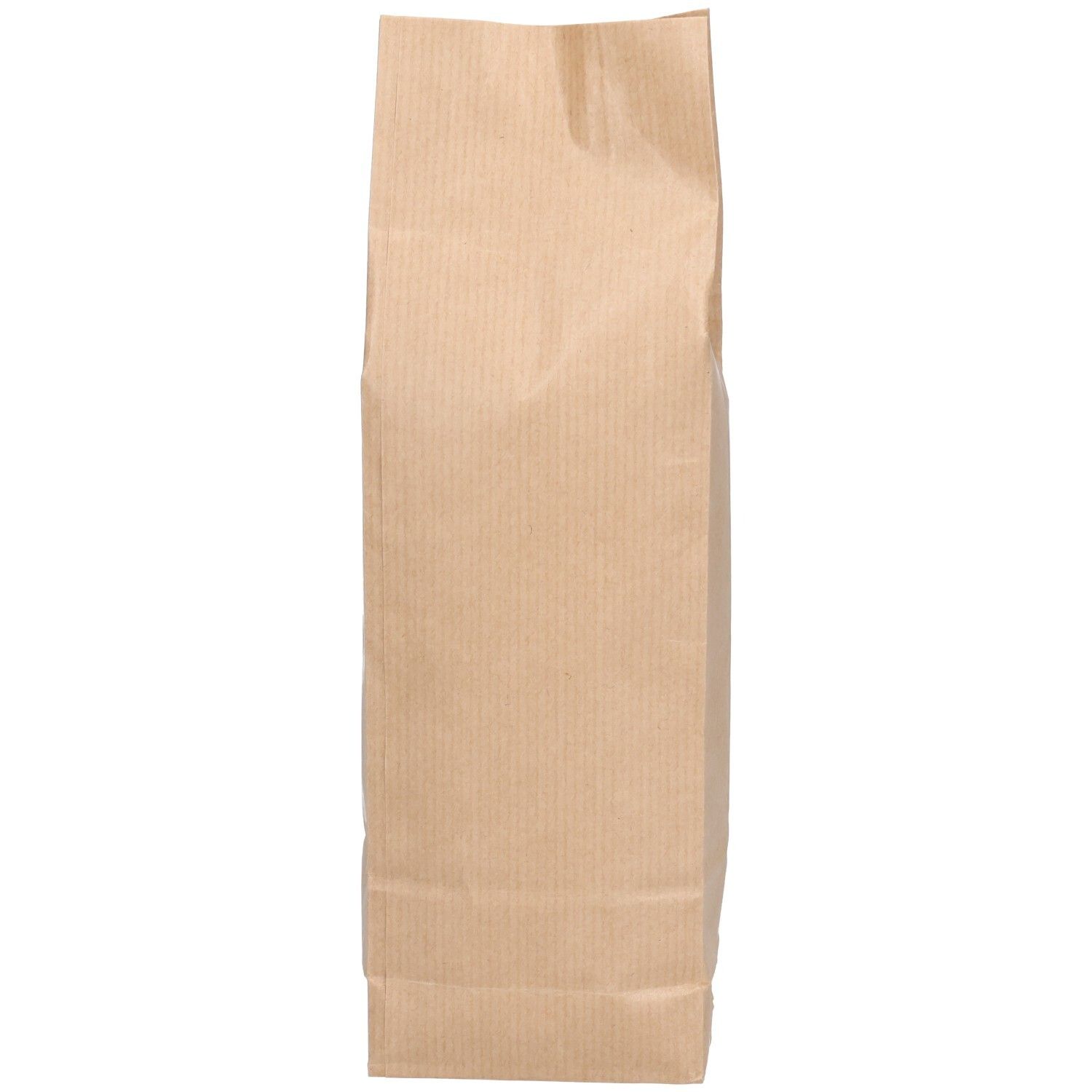 Sachet en papier brun, allongé, vertical. Aucune autre inscription ou caractéristique visible.