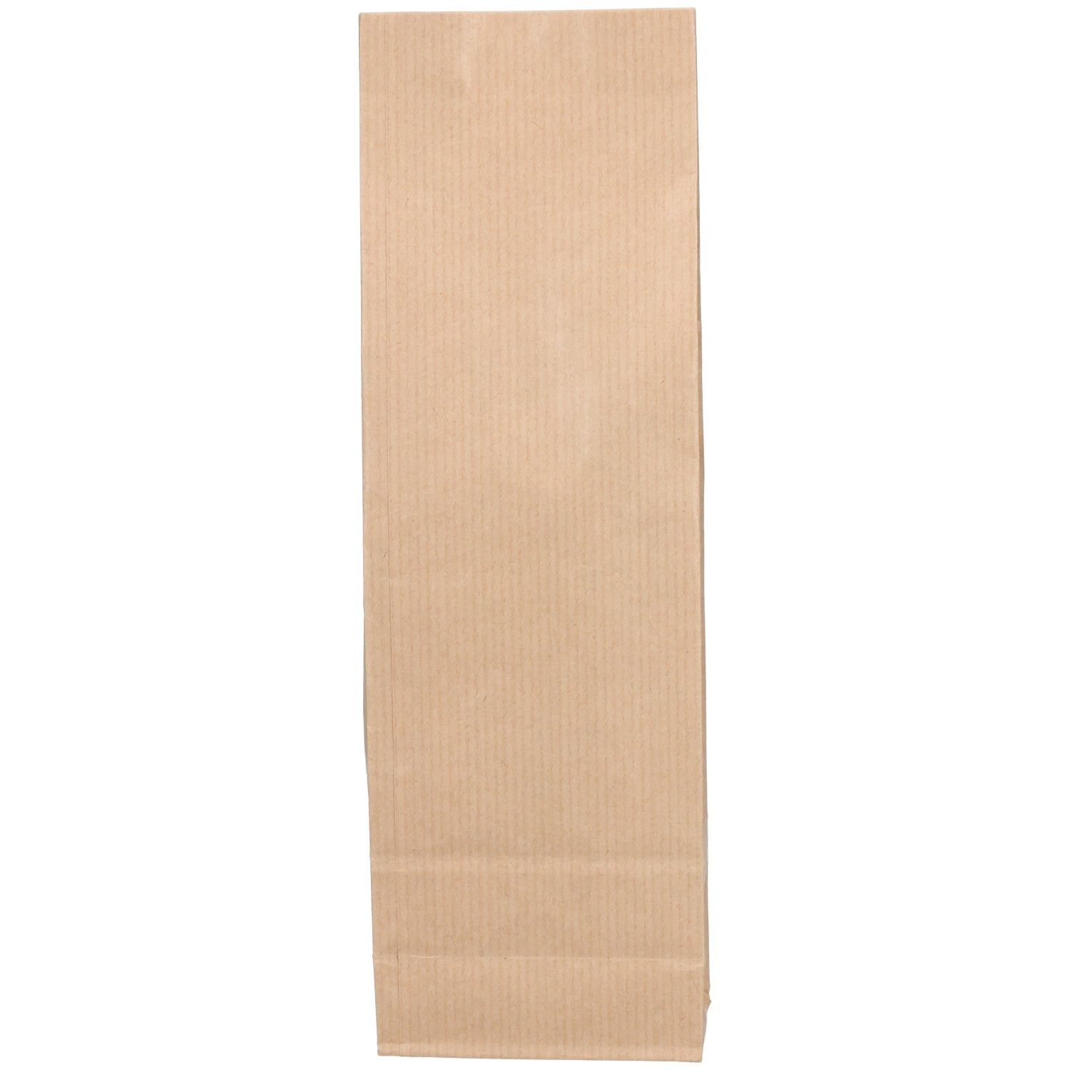 Sachet en papier brun à rayures verticales. Face avant sans impression.