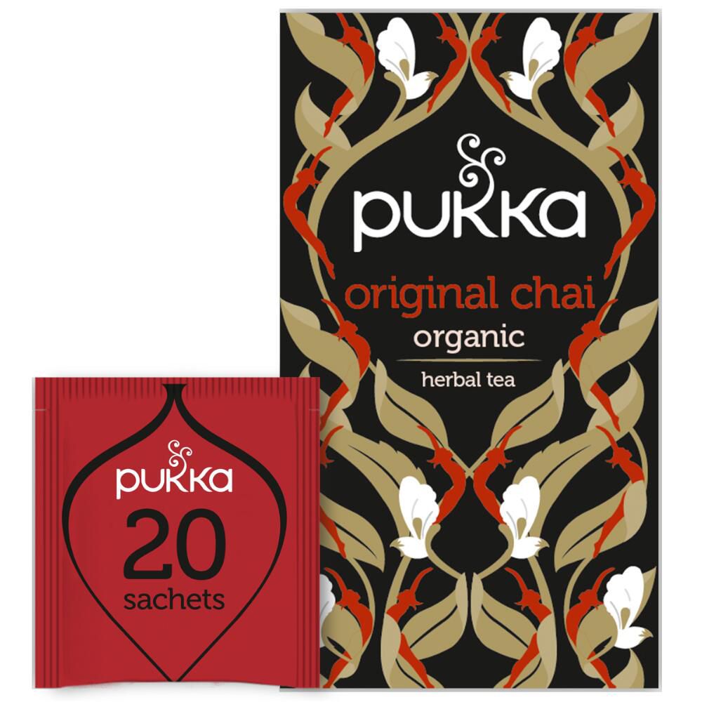 Thé noir Chai original Bio Pukka - Boîte de 20 sachets sur