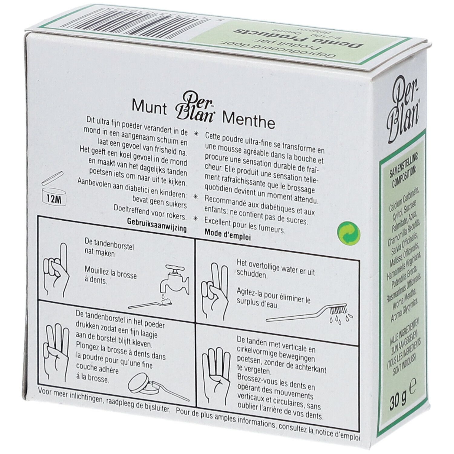 PerBlan® Poudre dentifrice menthe