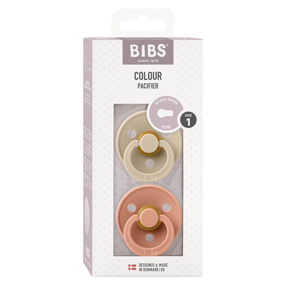 BIBS® BIBS COULEUR Tétines Vanille - Pêche 0 - 6 mois Taille 1
