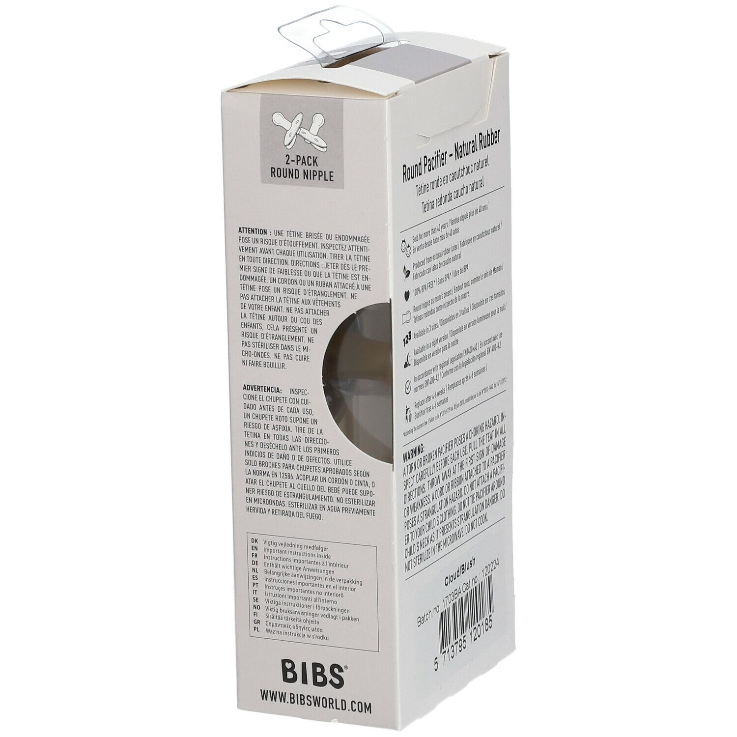BIBS® BIBS COULEUR Tétines Nuage - Rose 6 - 18 mois Taille 2