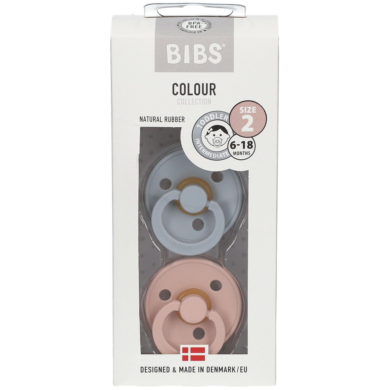 BIBS® BIBS COULEUR Tétines Nuage - Rose 6 - 18 mois Taille 2