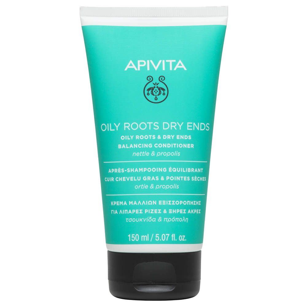 Tube de conditionneur APIVITA pour racines grasses et pointes sèches, 150 ml.