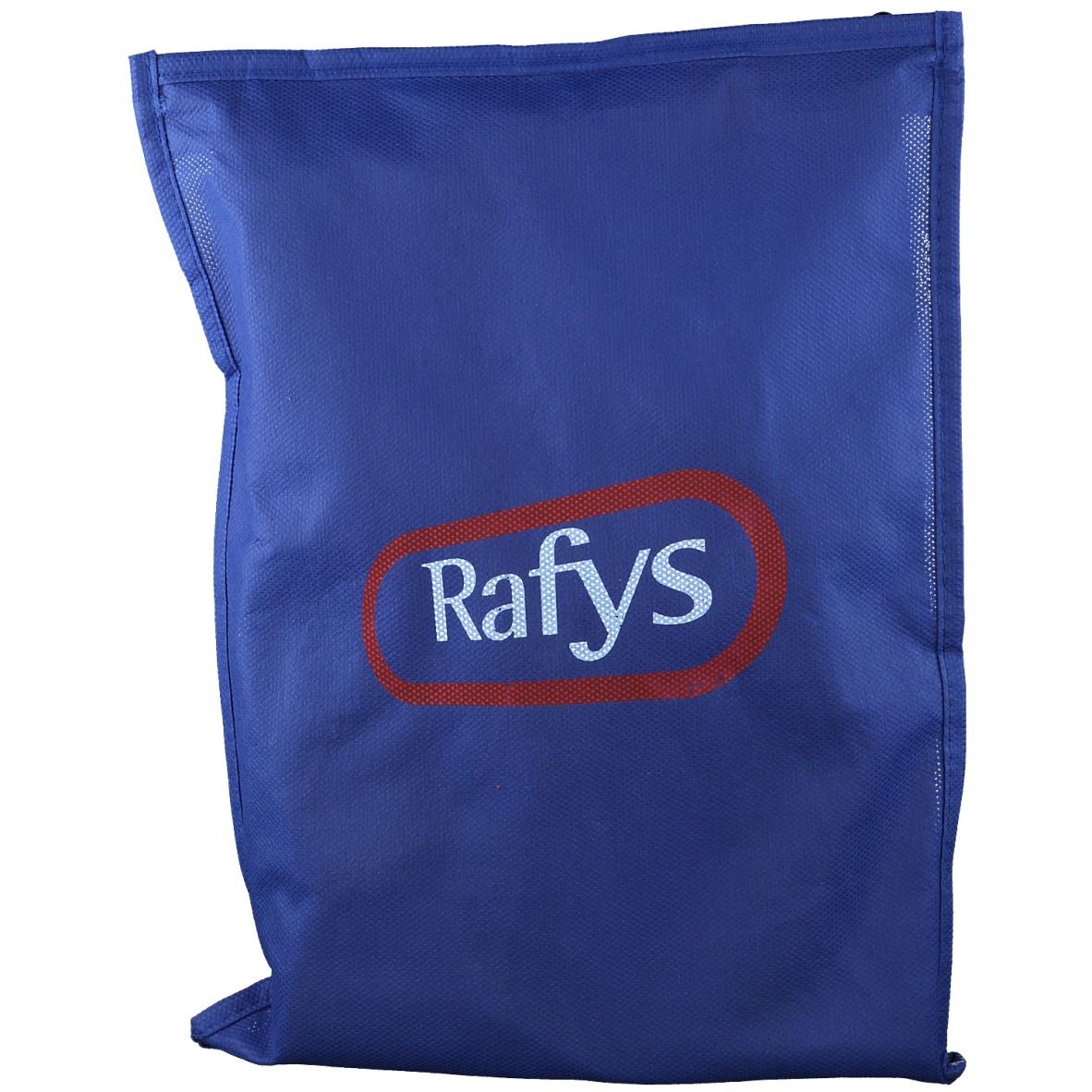 Sac bleu avec logo rouge 'Rafys'.