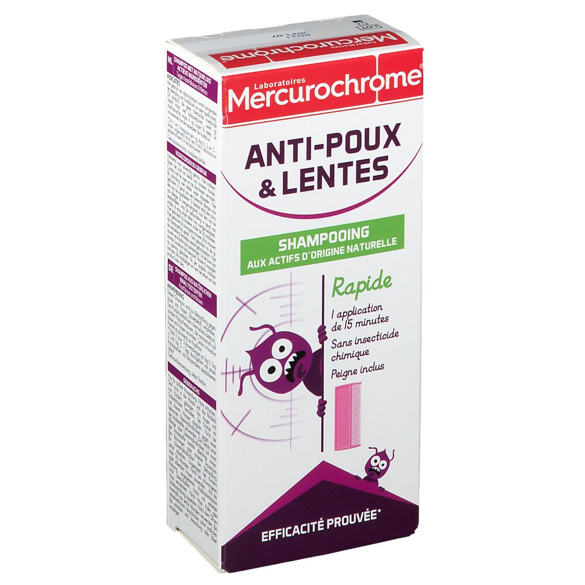 Mercurochrome Shampoing Anti-Poux & Lentes Actifs d'Origine Naturelle