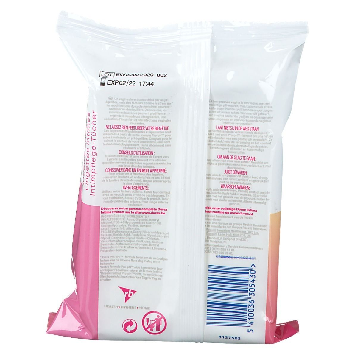 Durex Intima Protect Lingettes Intimes Pro pH™
