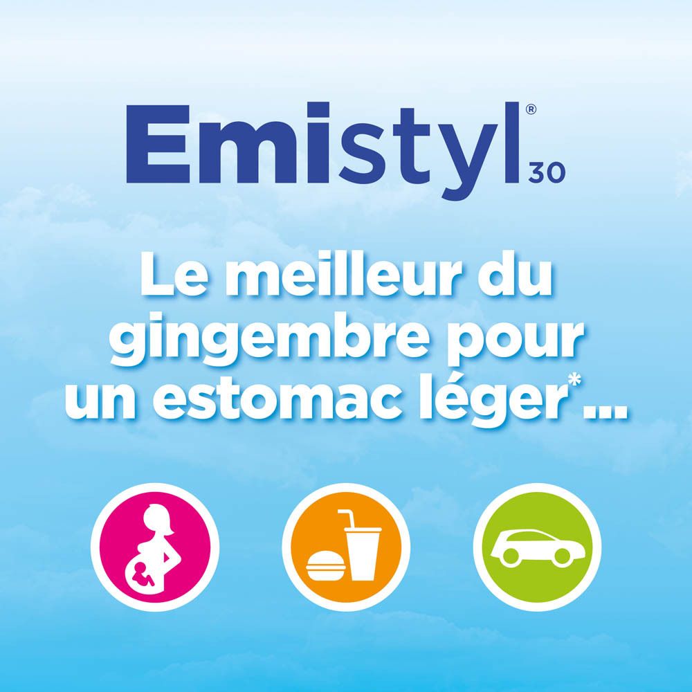 Texte: EMISTYL® est un complément alimentaire. Texte et logo: Emistyl®.