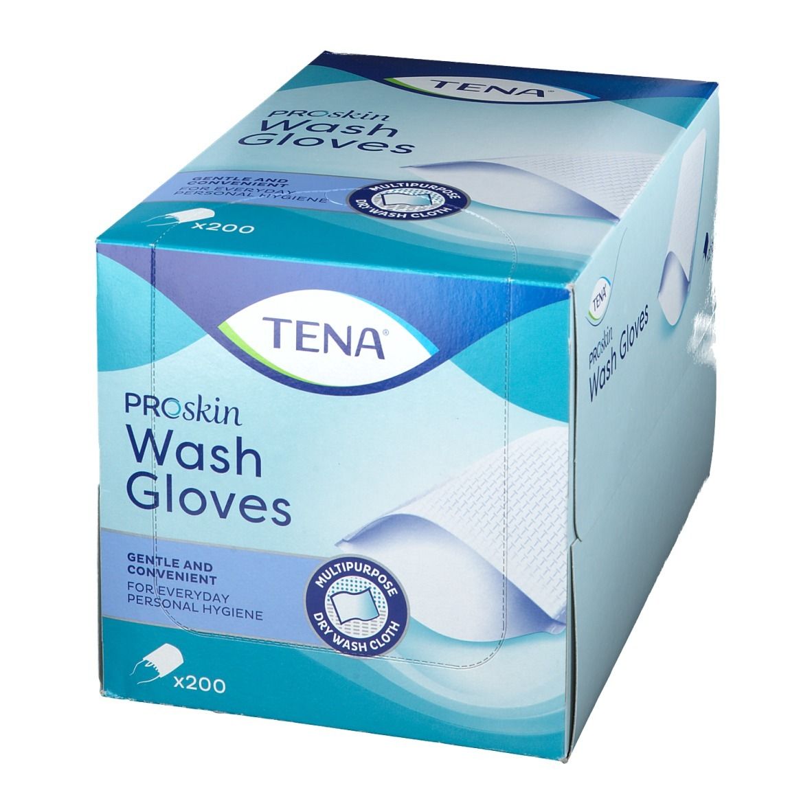 Gants De Toilette Tena Wash Glove – Lot De 200 Pièces, Doux, Pour Soin Des Peaux Sensibles