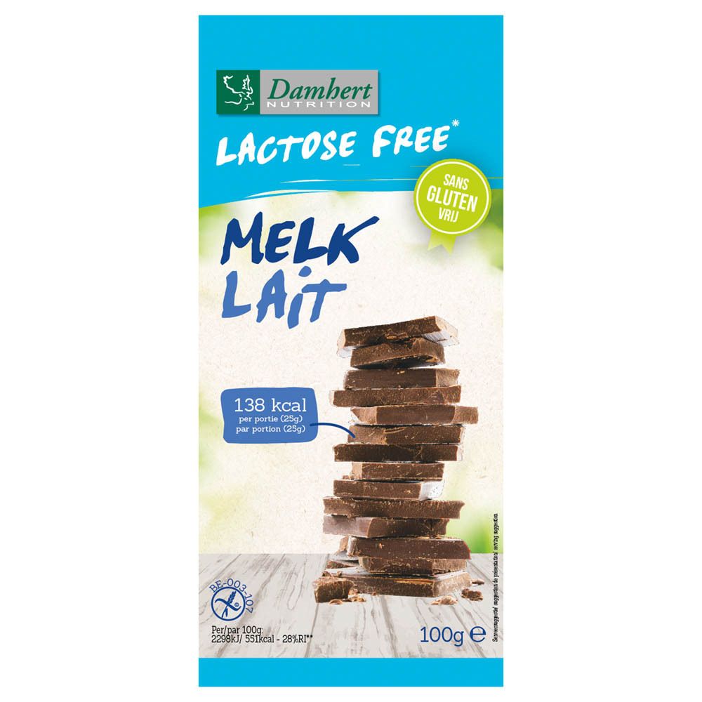 Damhert Lactose Free Tablette de chocolat au lait sans gluten