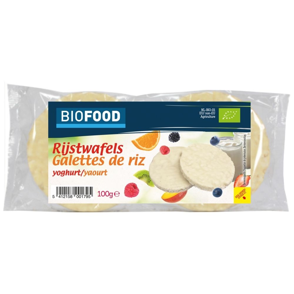 BIOFOOD Galettes de riz Yaourt: Deux paquets de deux galettes de riz rondes, 100g.