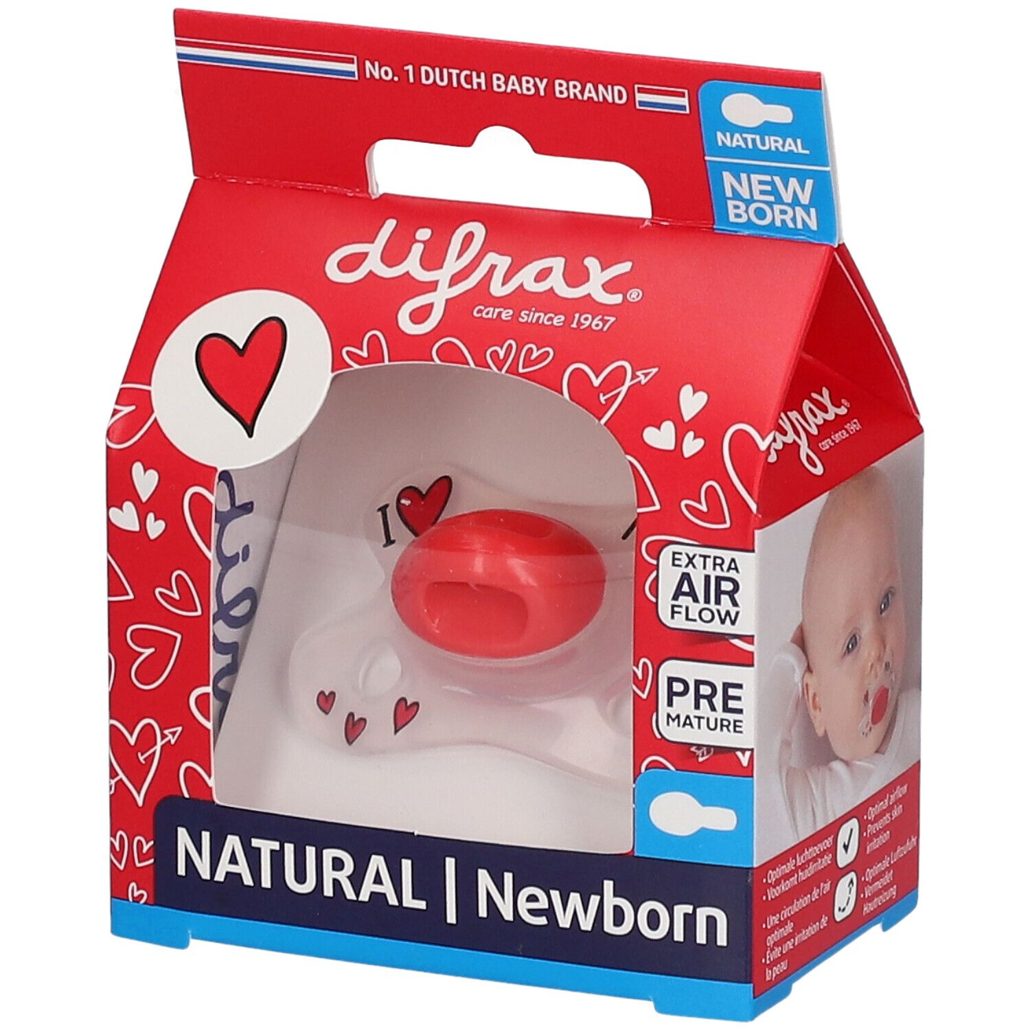 Difrax® Sucette Natural Newborn I Love (Couleur non sélectionnable) 1 pc(s)  - Redcare Pharmacie