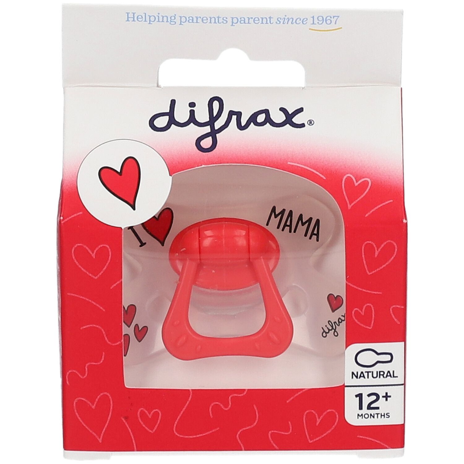 Difrax® Sucette Natural +12 Mois I Love (Couleur non sélectionnable)