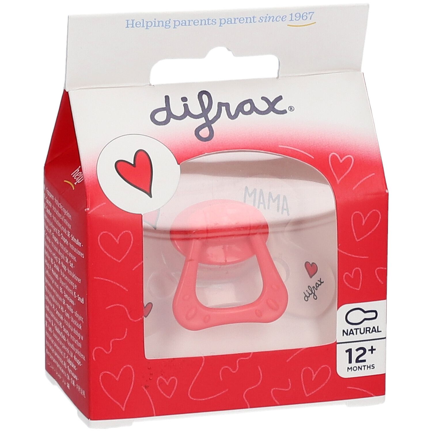 Difrax® Sucette Natural +12 Mois I Love (Couleur non sélectionnable)