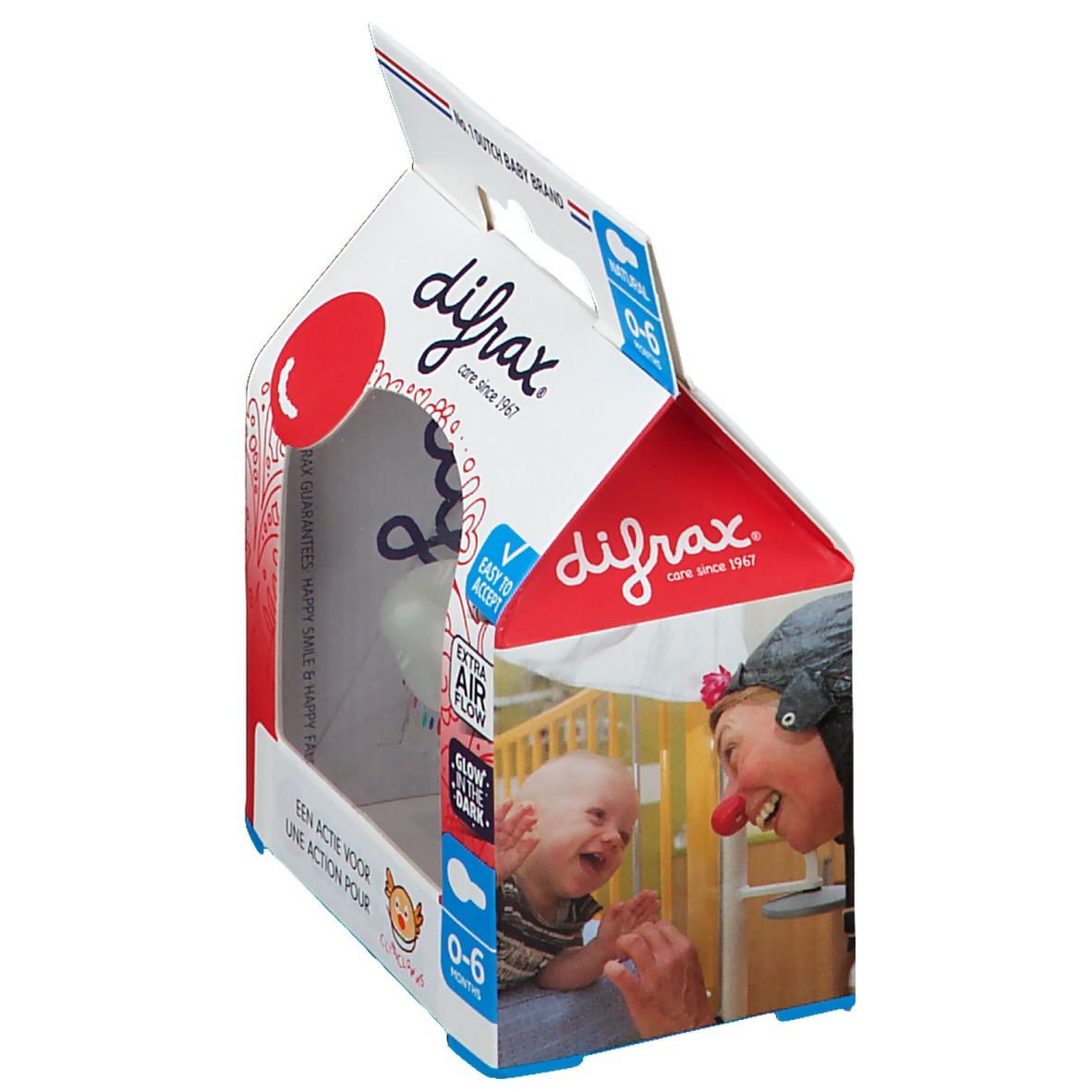 Difrax Sucette Natural Cliniclowns 0-6 Mois (Couleur non sélectionnable)