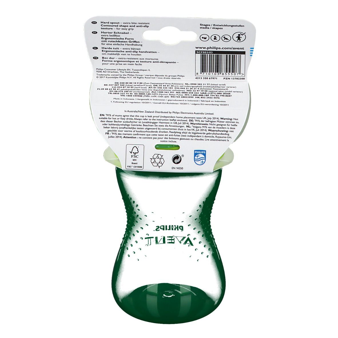 Avent Tasse à bec dur Vert 300 ml +12 mois