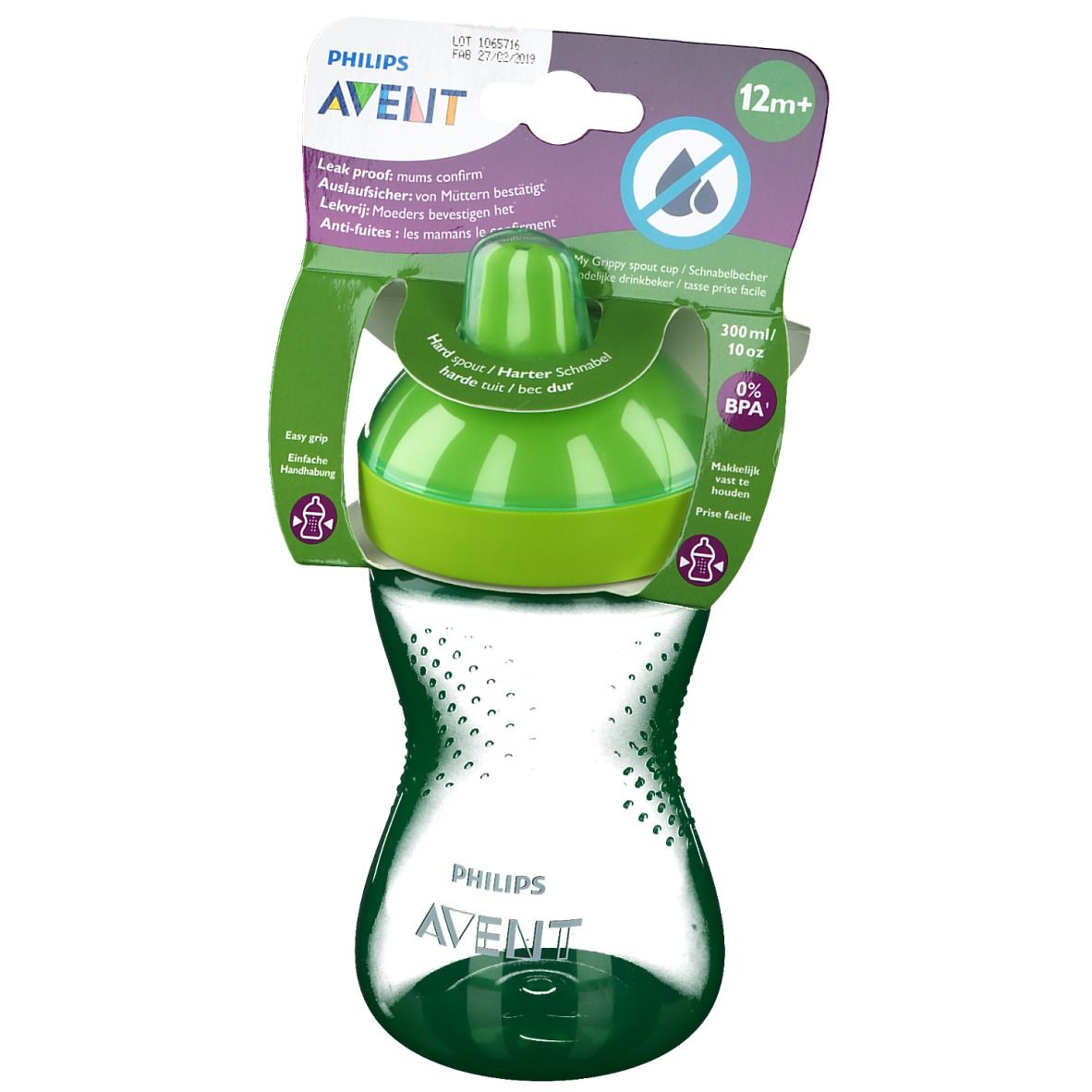 Avent Tasse à bec dur Vert 300 ml +12 mois