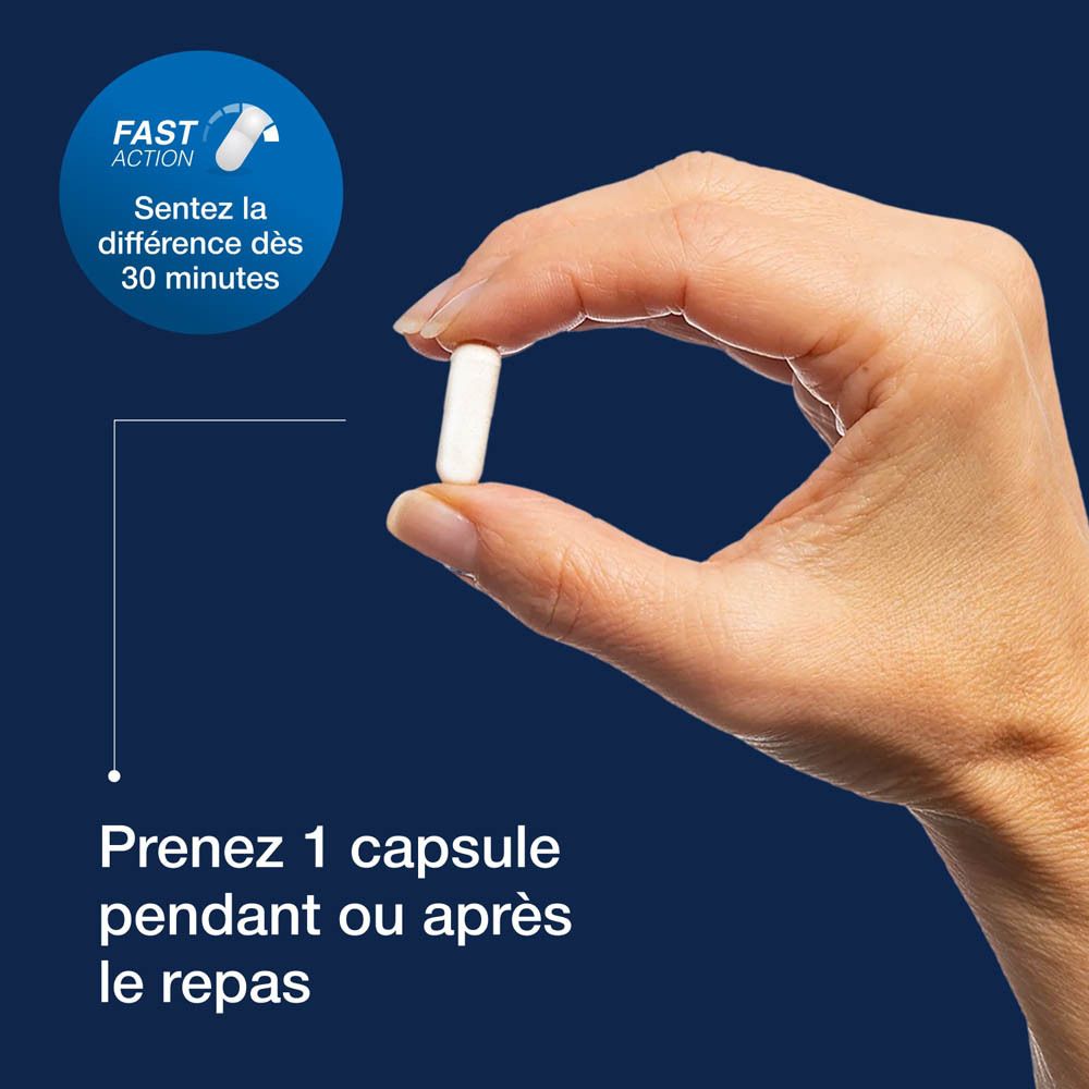 Boîte MetaDigest Lacto. Boîte bleue et blanche avec nom du produit et 45 gélules.