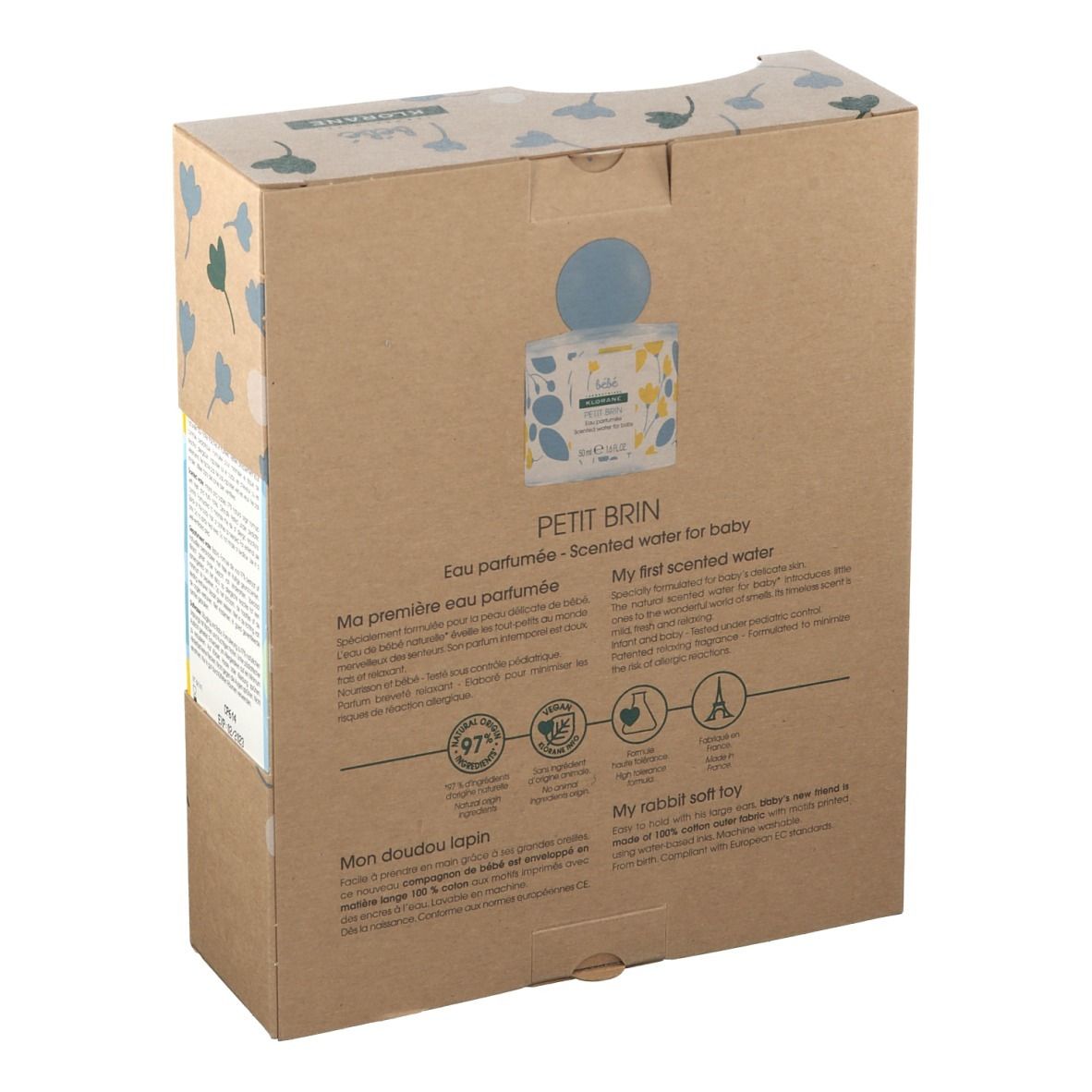 KLORANE Bébé Coffret Petit Brin Eau Parfumée +  Doudou lapin