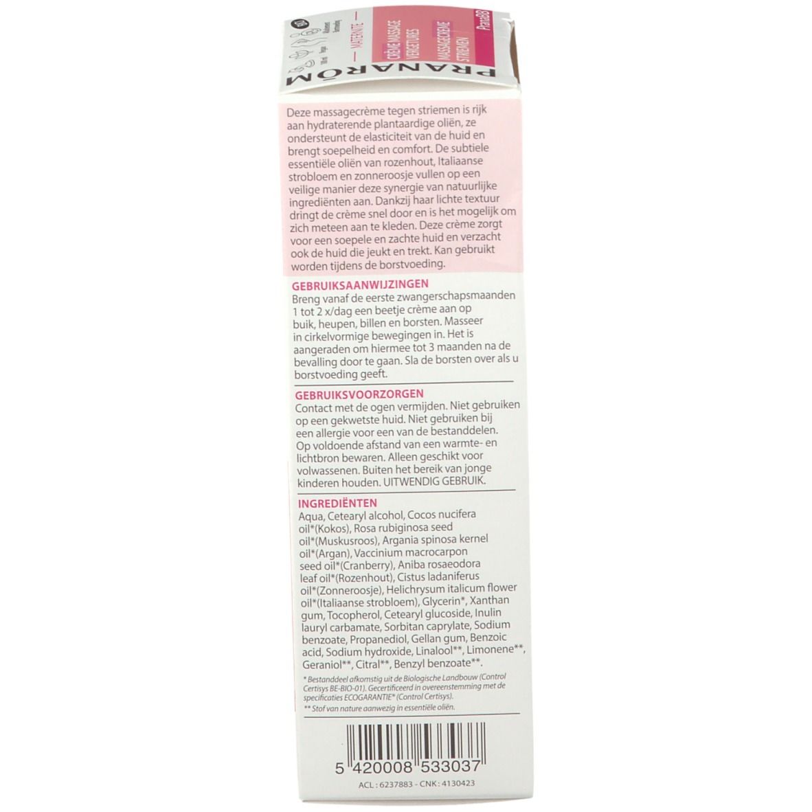 Pranarôm PranaBB Crème - Massage - Vergetures Bio
