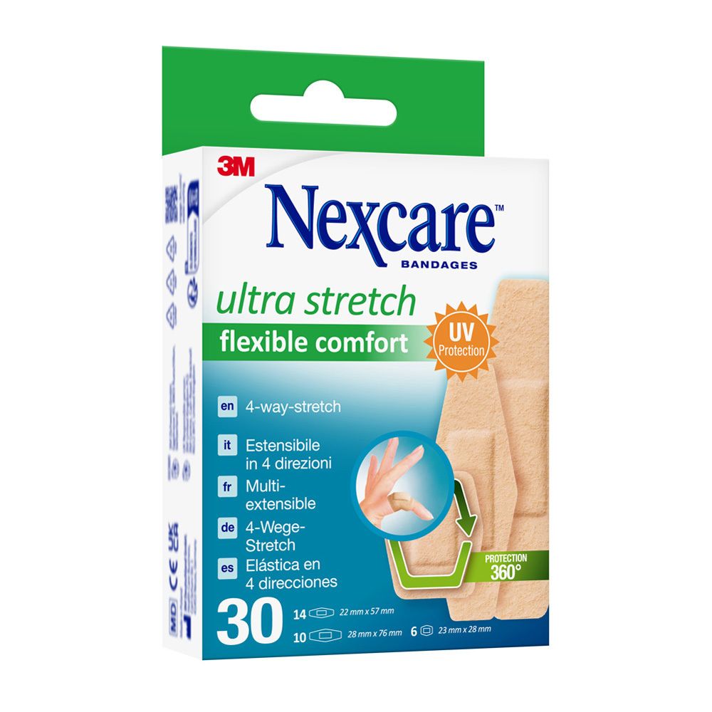Boîte de pansements Nexcare Ultra Stretch, confort flexible. 30 unités.