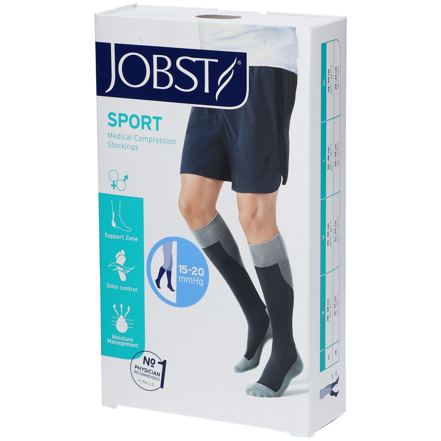 Jobst Sport Bas de Compression 15-20 Bleu M