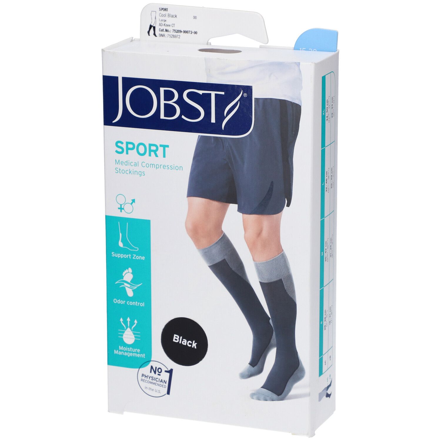 Jobst Sport Bas de Compression 15-20 Noir L