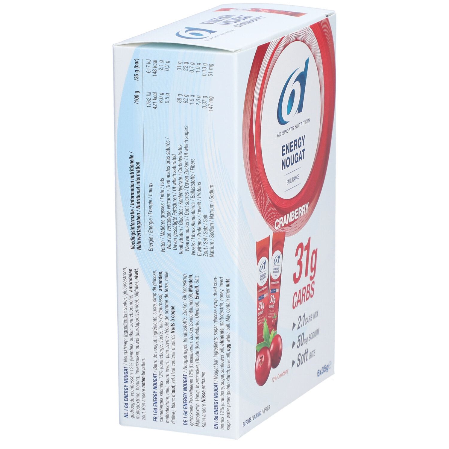 6D SPORTS NUTRITION Energy Nougat Cranberry