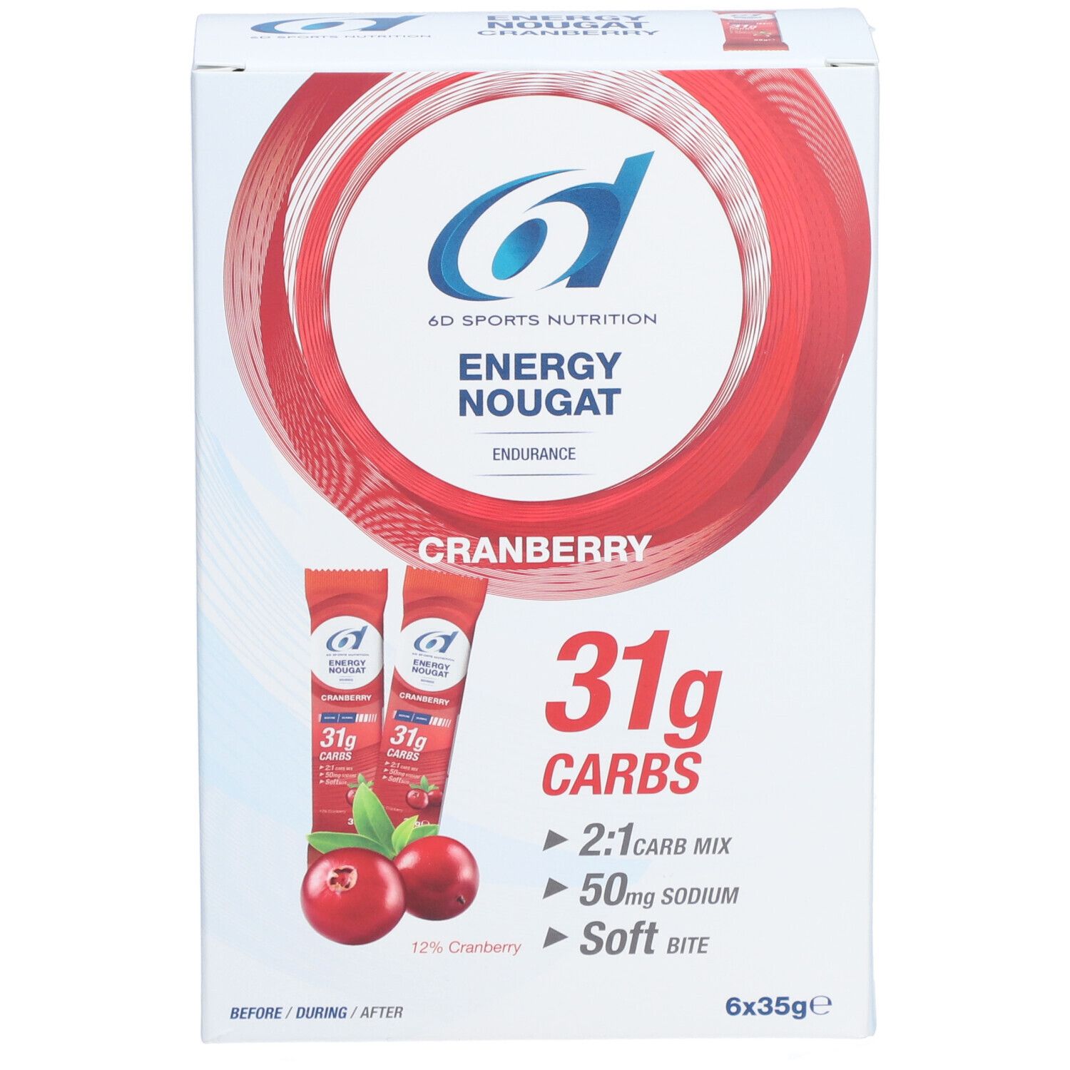 6D SPORTS NUTRITION Energy Nougat Cranberry