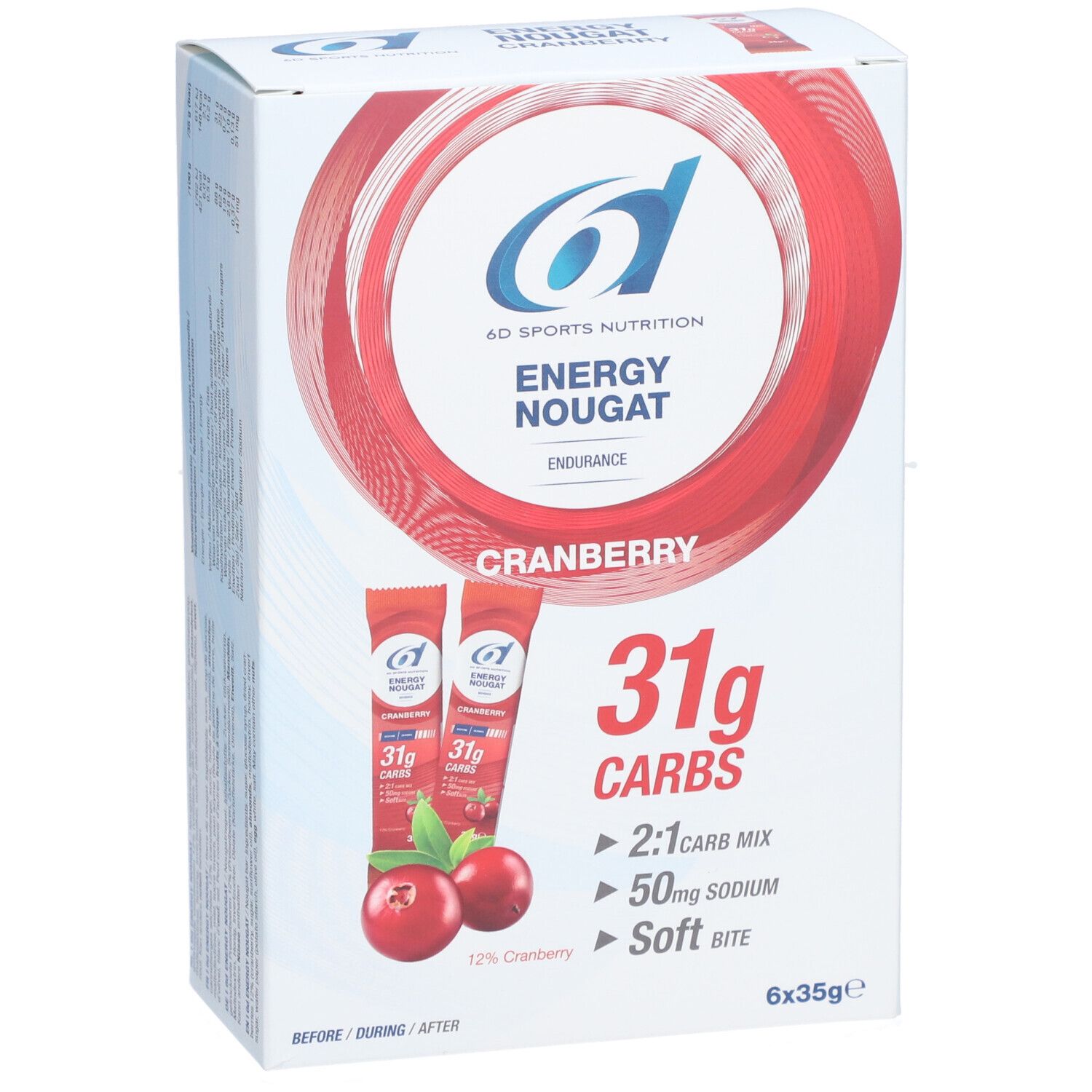 6D SPORTS NUTRITION Energy Nougat Cranberry