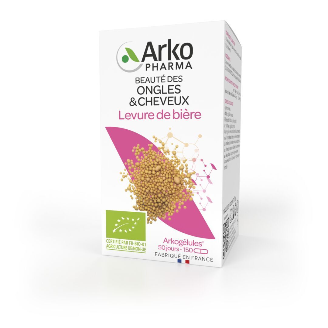 Boîte blanche avec logo Arko Pharma et informations produit. Contient des gélules.