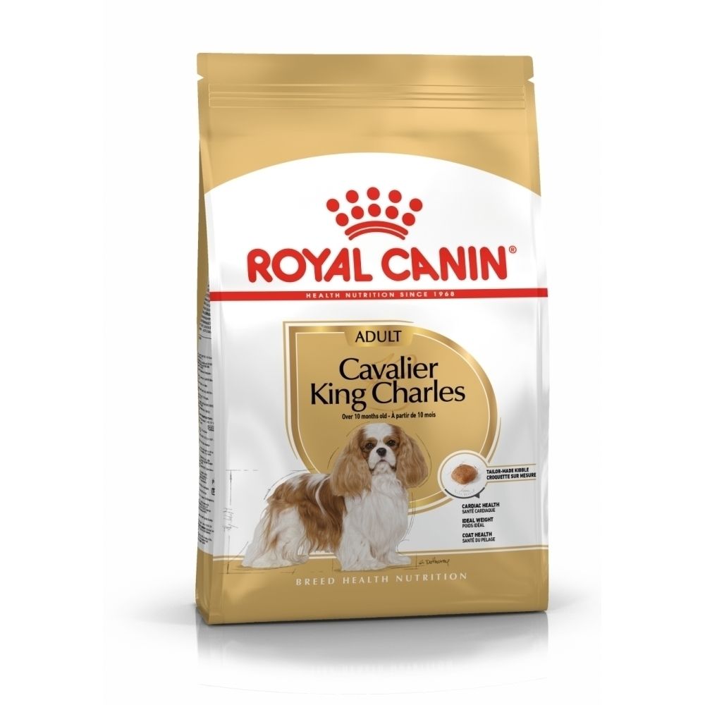 Sac Royal Canin pour Cavalier King Charles : illustration de la race et informations.