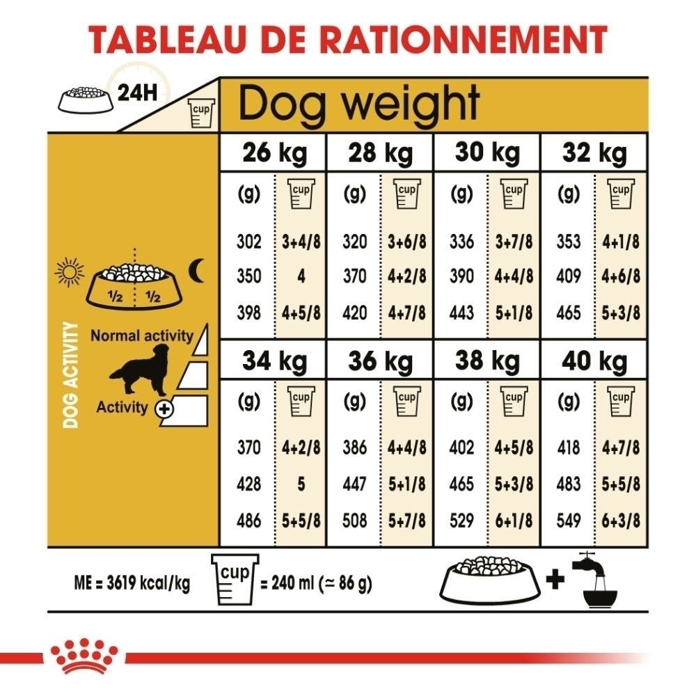 Composition et constituants analytiques de la nourriture pour chien ROYAL CANIN Golden Retriever Adulte.