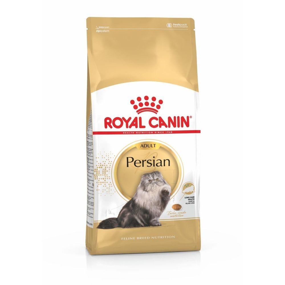 Sac de croquettes Royal Canin Persian Adult 10kg avec image d'un chat persan.