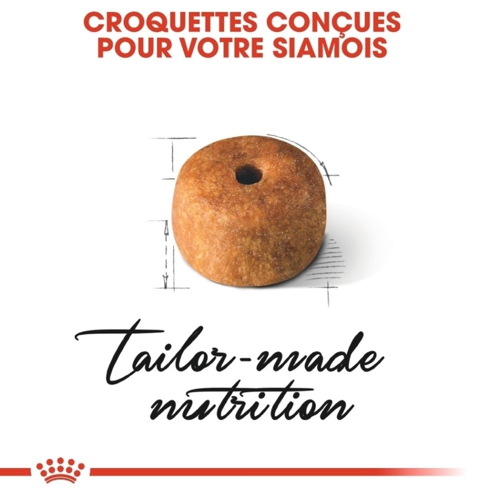 Une seule croquette ronde avec un trou au centre, accompagnée de dessins techniques indiquant les dimensions.