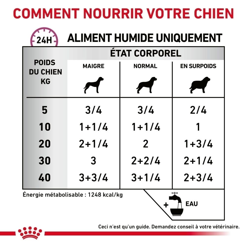 Emballage de 10 boîtes de nourriture humide ROYAL CANIN® Veterinary Cardiac pour chien, vu de face en biais.